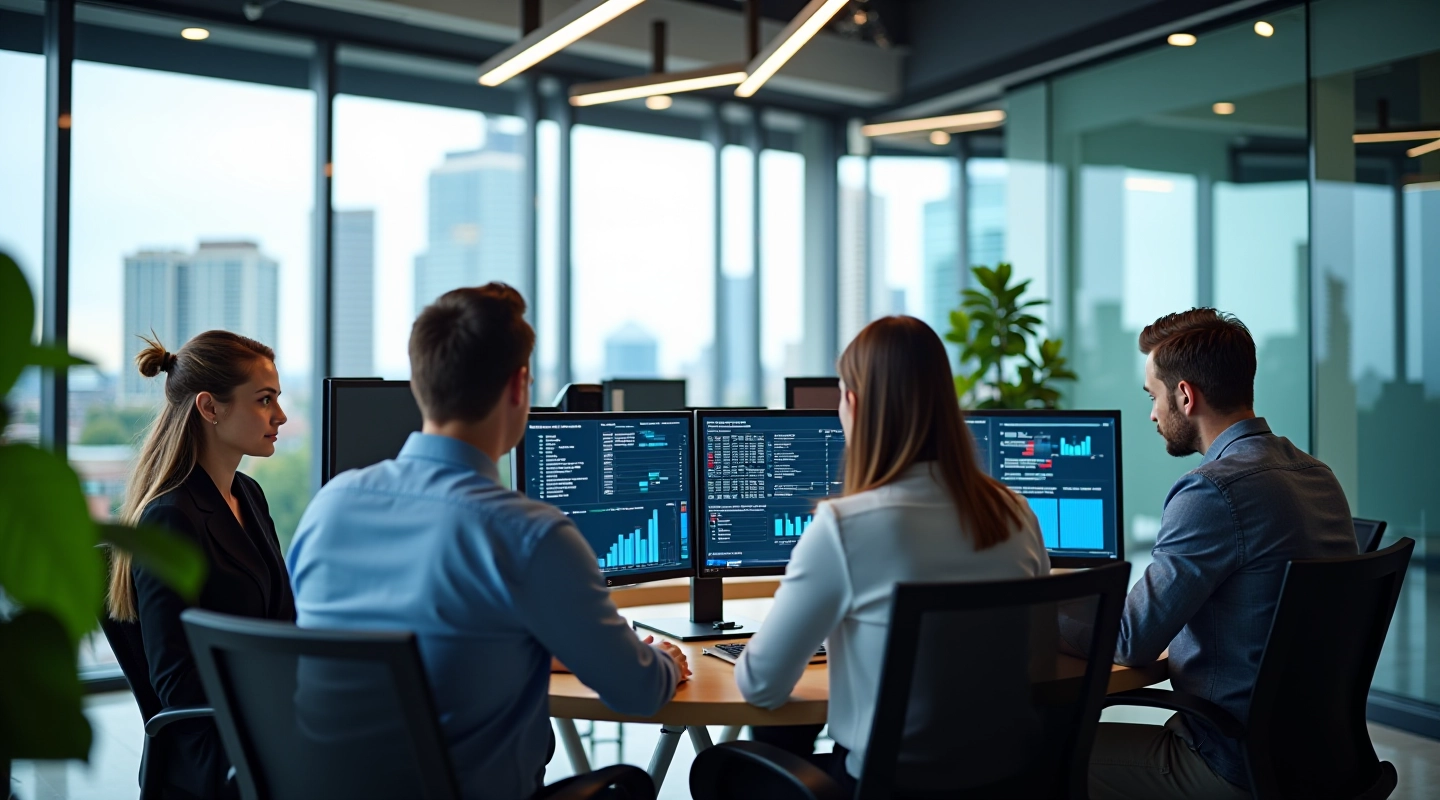 SyncVault Integration Ltd team working on financial systems integration